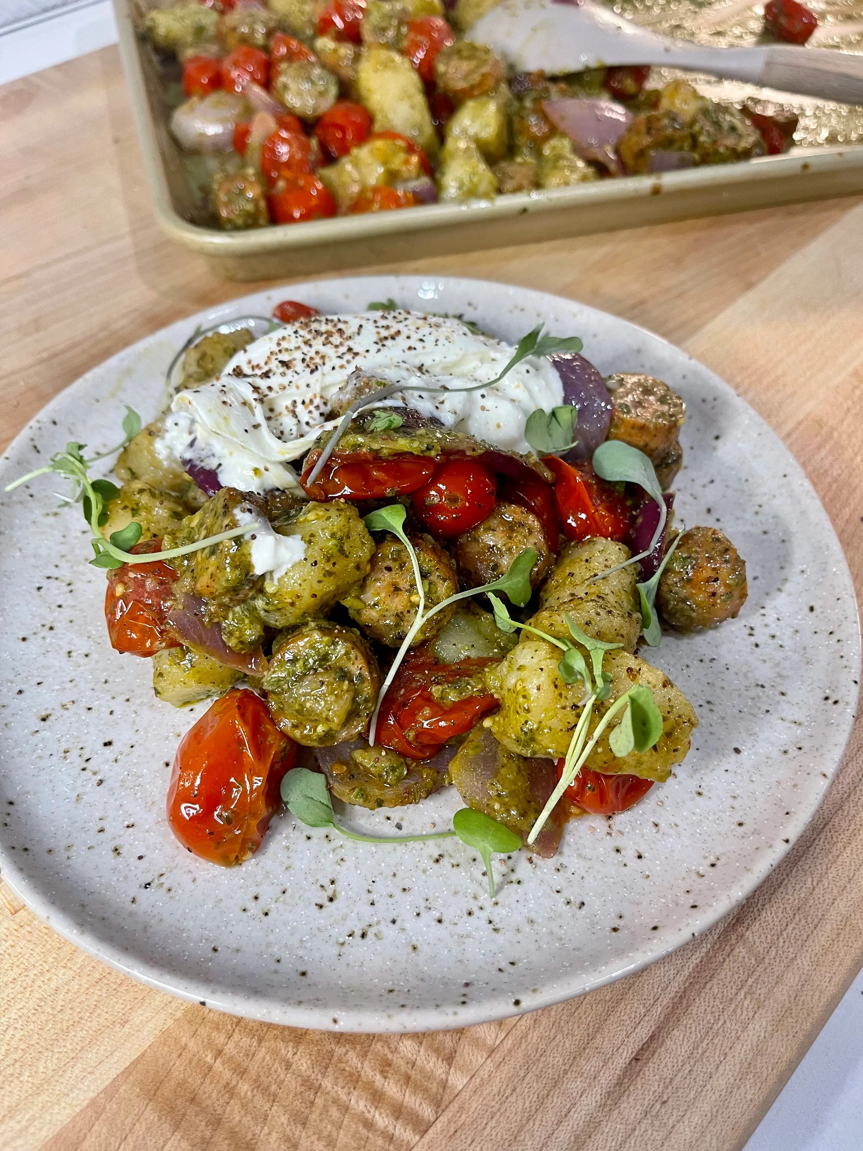 Pesto Gnocchi and Veggies by kalenainthekitchen